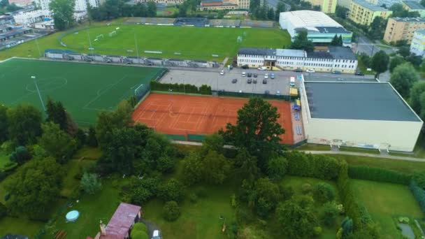 Campi Tennis Skierniewice Korty Tenisowe Vista Aerea Polonia Filmati Alta — Video Stock