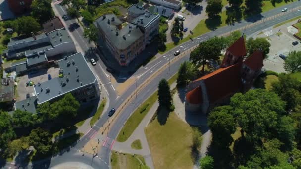 Arriba Hacia Abajo Basílica Menor Inowroclaw Vista Aérea Polonia Imágenes — Vídeo de stock