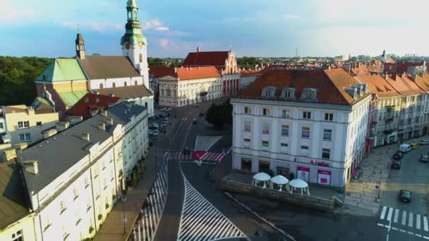 Old Town Downtown Kalisz Plac Jozefa Aerial View Poland Vysoce — Stock video
