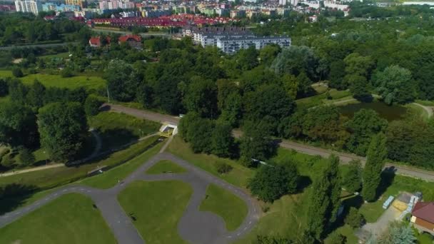Panorama Zastawnika Meydanı Lubin Skwer Hava Görüntüsü Polonya Yüksek Kalite — Stok video