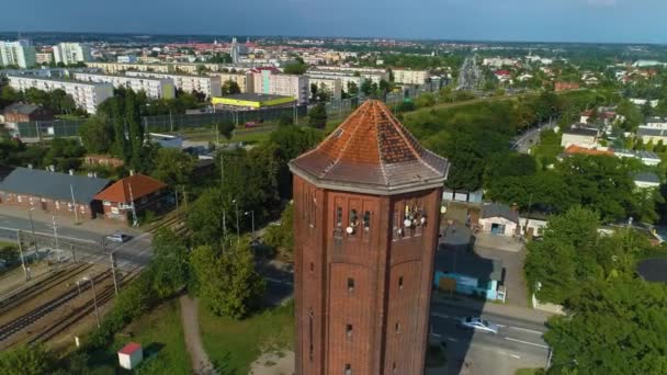 Torre Agua Histórica Kalisz Wieza Cisnien Vista Aérea Polonia Imágenes — Vídeo de stock