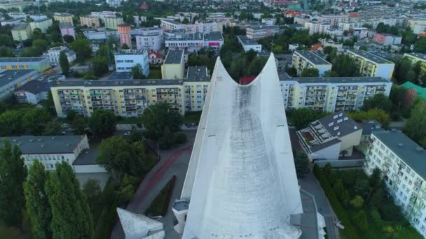 Igreja Misericórdia Deus Kalisz Kosciol Milosierdzia Bozego Vista Aérea Polônia — Vídeo de Stock