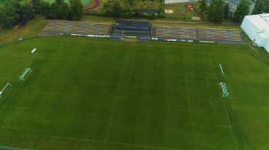 Unia Stadyumu Skierniewice Stadyumu Hava Görüntüsü Polonya. Yüksek kalite 4k görüntü