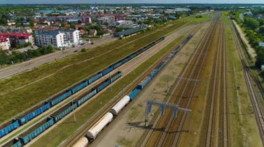 Tren Rayları Siedlce Tory Kolejowe Hava Görüntüsü Polonya. Yüksek kalite 4k görüntü