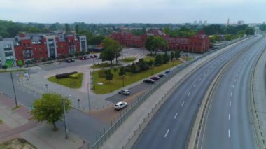 Tren İstasyonu Skierniewice Dworzec Kolejowy Hava Görüntülü Polonya. Yüksek kalite 4k görüntü