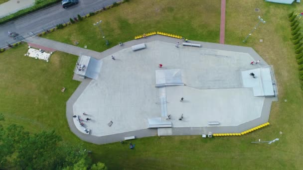 Skatepark Osir Siedlce Aerial View Poland High Quality Footage — Stock Video
