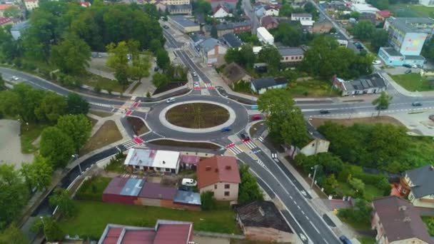 Big Roundabout Skierniewice Rondo Rawska Vista Aérea Polônia Imagens Alta — Vídeo de Stock