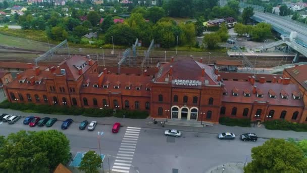 Stazione Ferroviaria Skierniewice Dworzec Kolejowy Vista Aerea Polonia Filmati Alta — Video Stock