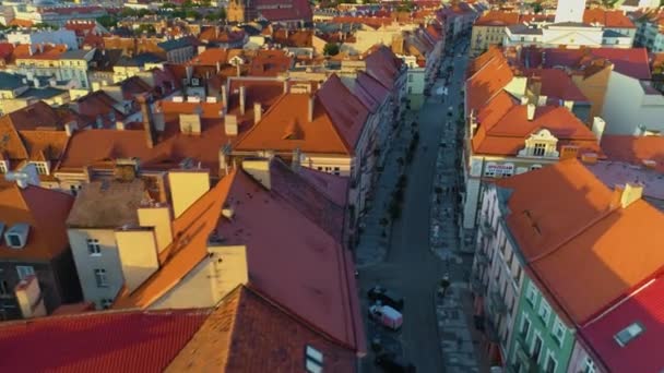 Vackra Gamla Stan Kalisz Stare Miasto Flygfoto Polen Högkvalitativ Film — Stockvideo