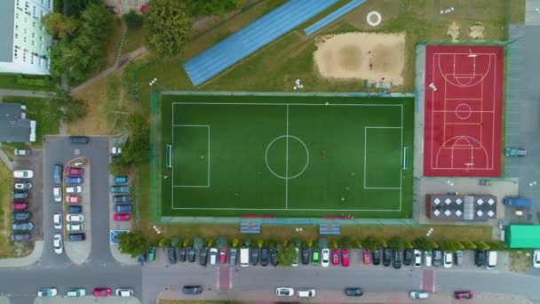 Campo Fútbol Piaseczno Boisko Vista Aérea Polonia Imágenes Alta Calidad — Vídeos de Stock