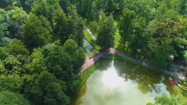 Ponte Lagoas Pruszkow Maioria Stawy Potulickich Vista Aérea Polônia Imagens — Vídeo de Stock