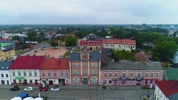 Rynek Starego Miasta Skierniewice Stare Miasto Rynek Widok Lotu Ptaka — Wideo stockowe