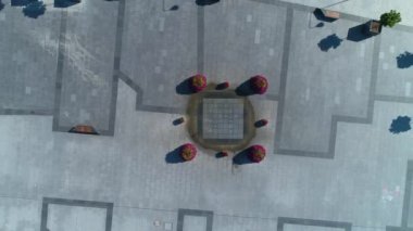 Çeşme Pazarı Lubin Fontanna Rynek Hava Görünümü Polonya. Yüksek kalite 4k görüntü