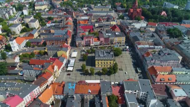 Αγορά Παλιάς Πόλης Ostrow Wielkopolski Ratusz Rynek Aerial View Poland — Αρχείο Βίντεο