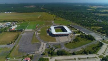 Zaglebie Lubin Stadyumu Hava Manzarası Polonya. Yüksek kalite 4k görüntü