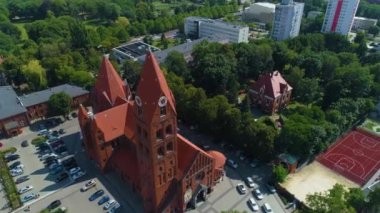 Ostrow Wielkopolski Katedra Havaalanı Polonya Katedrali. Yüksek kalite 4k görüntü