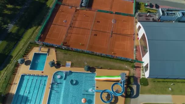 Buitenzwembad Lubin Basen Odkryty Aerial View Polen Hoge Kwaliteit Beeldmateriaal — Stockvideo