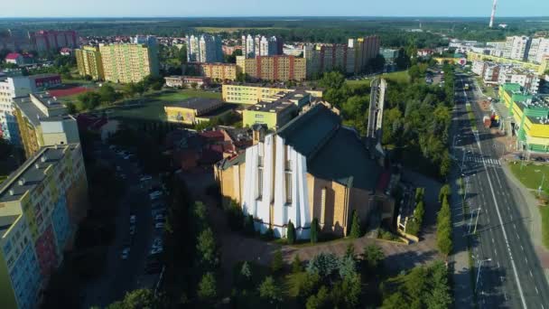 Igreja Lubin Kosciol Marii Kolbego Vista Aérea Polónia Imagens Alta — Vídeo de Stock