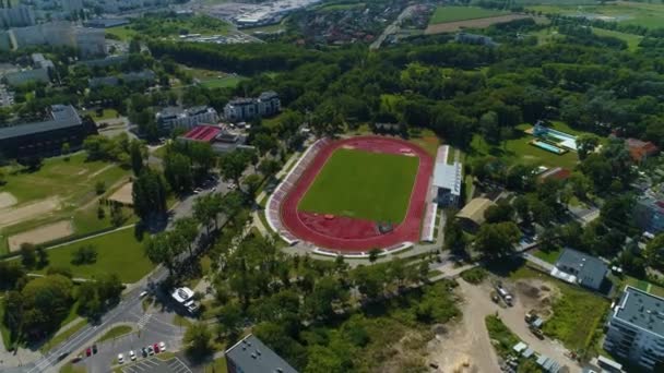 Stadionlandschaft Inowroclaw Stadion Olimpijczykow Luftaufnahme Polen Hochwertiges Filmmaterial — Stockvideo