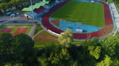 Lks Stadyumu Lomza Stadyumu Hava Görüntüsü Polonya. Yüksek kalite 4k görüntü