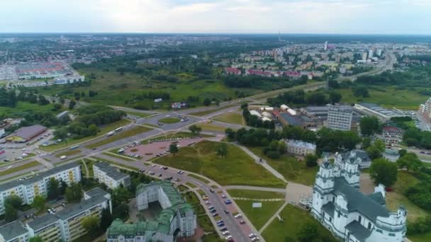 Avenue Constitution Bialystok Aleja Konstytucji Aerial View Polsko Vysoce Kvalitní — Stock video