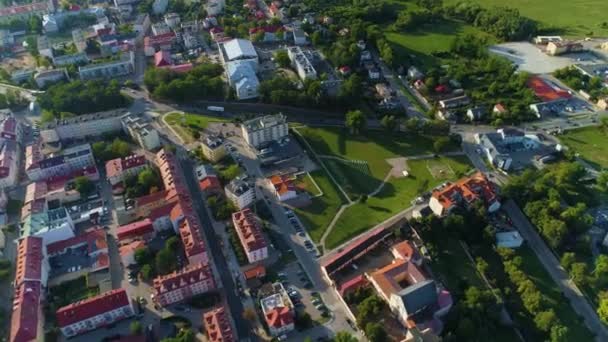 Landscape Old Town Narew River Lomza Stare Miasto Aerial View — Stock Video