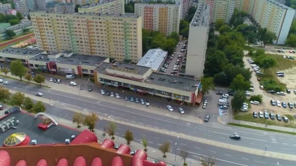 Leginowa Street Shops Bialystok Sklepy Aerial View Lengyelország Kiváló Minőségű — Stock videók