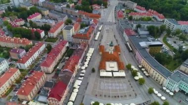 Eski kasaba Rynek Kosciuszki Meydanı Bialystok Hava Görüntüsü Polonya. Yüksek kalite 4k görüntü