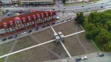 Bialystok 'taki Pazar Meydanı Rynek Sienny Hava Manzarası Polonya. Yüksek kalite 4k görüntü