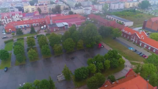 雾游行广场旧城麋鹿街Miasto Plac Defilad Aerial View波兰 高质量的4K镜头 — 图库视频影像