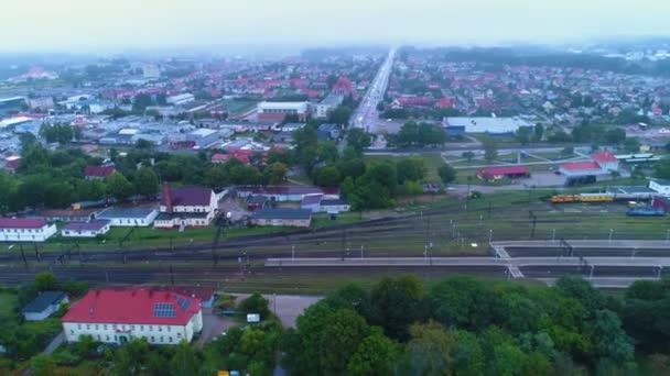 Stacja Kolejowa Panorama Elk Dworzec Kolejowy Widok Lotu Ptaka Polska — Wideo stockowe