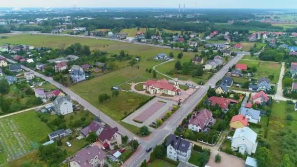 Gyönyörű Panoráma Házak Estate Ostroleka Krajobraz Aerial View Lengyelország Kiváló — Stock videók