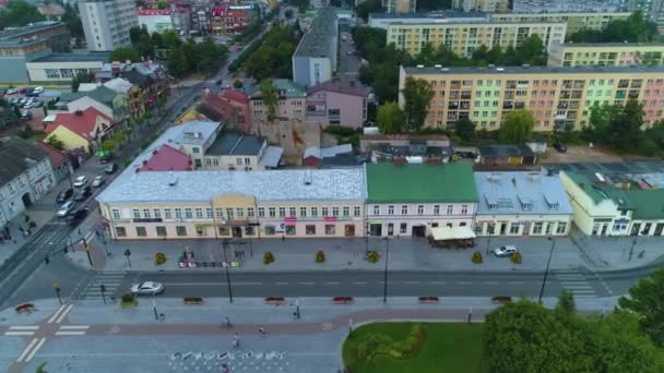 Maria Konopnicka Square Downtown Suwalki Centrum Vista Aérea Polonia Imágenes — Vídeo de stock