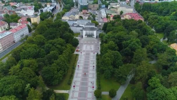 Plac Pilsudski Square Bialystok Downtown Vista Aerea Polonia Filmati Alta — Video Stock
