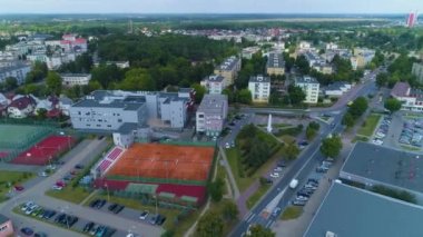 Panorama Tenis Sahaları Ostroleka Korty Tenisowe Havacılık Görünümü Polonya. Yüksek kalite 4k görüntü
