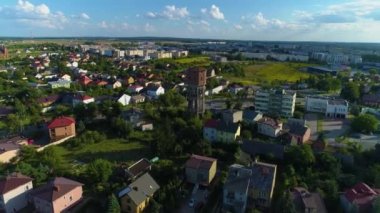 Peyzaj Su Kulesi Lomza Wieza Cisnien Hava Görüntüsü Polonya. Yüksek kalite 4k görüntü