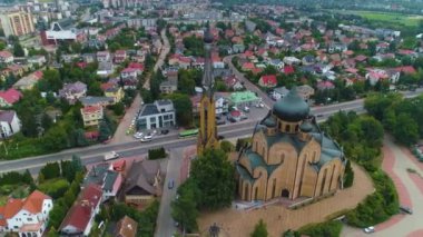 Ortodoks Kilisesi Bialystok Cerkiew Swietego Ducha Hava Görüntüsü Polonya. Yüksek kalite 4k görüntü