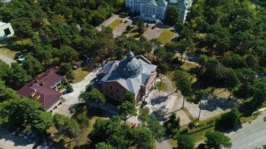 Roma Katolik Kilisesi Otwock Kosciol Hava Görüntüsü Polonya. Yüksek kalite 4k görüntü