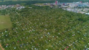 Ostroleka Bahçeleri Ogrody Dzialkowe Hava Manzarası Polonya. Yüksek kalite 4k görüntü