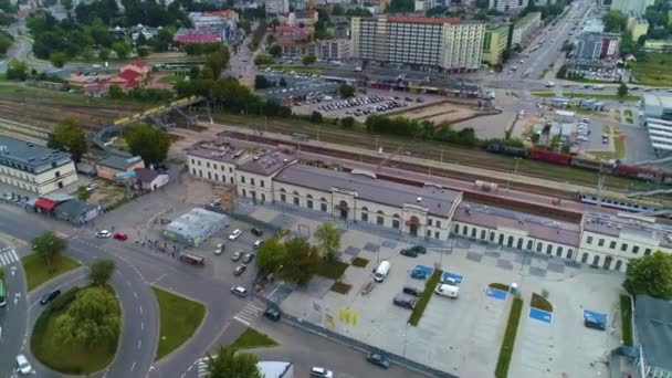 Station Bialystok Dworzec Kolejowy Aerial View Polen Hoge Kwaliteit Beeldmateriaal — Stockvideo