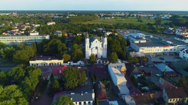 Romersk Katolska Kyrkan Nmp Biala Podlaska Kosciol Flygfoto Polen Högkvalitativ — Stockvideo