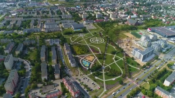 Güzel Park Jana Pawla Lomza Merkez Hava Manzaralı Polonya Yüksek — Stok video