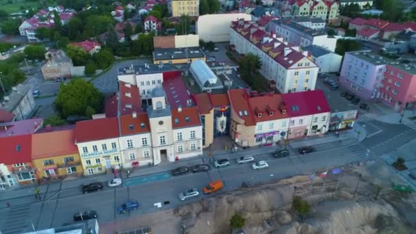 Old Town Market Council Lomza Stary Rynek Urzad Miasta Aerial — Stockvideo