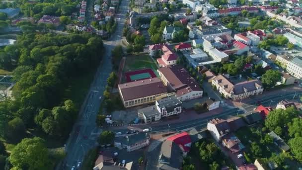 High School Biala Podlaska Liceum Flygfoto Polen Högkvalitativ Film — Stockvideo