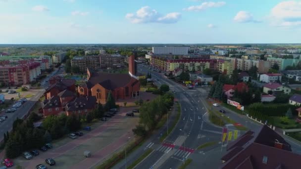 Osiedle Jagiellonskie Kilisesi Biala Podlaska Kosciol Havacılık Görünümü Polonya Yüksek — Stok video
