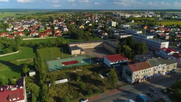 Základní Škola Lomza Szkola Podstawowa Aerial View Polsko Vysoce Kvalitní — Stock video
