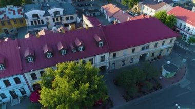 Plac Wolnosci Centrum Biala Podlaska Şehir Merkezi Hava Görüntüsü Polonya. Yüksek kalite 4k görüntü