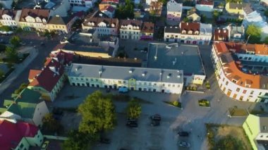 Plac Wolnosci Centrum Biala Podlaska Şehir Merkezi Hava Görüntüsü Polonya. Yüksek kalite 4k görüntü
