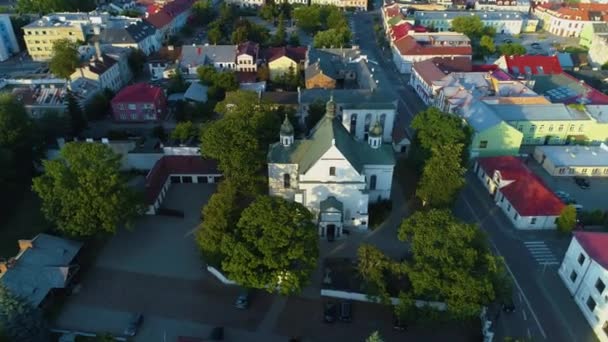 Romersk Katolska Kyrkan Biala Podlaska Kosciol Flygfoto Polen Högkvalitativ Film — Stockvideo