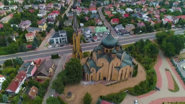Ortodox Templom Bialystok Cerkiew Swietego Ducha Aerial View Lengyelország Kiváló — Stock videók